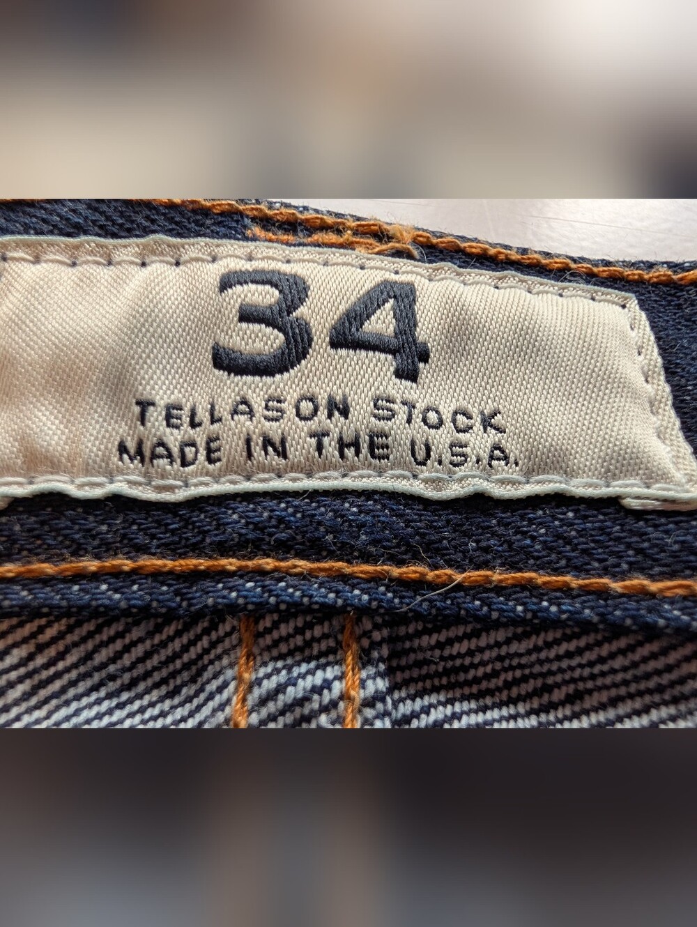 Tellason Stock Denim Jeans Made In San Francisco USA Men's Size 34 - Picture 7 of 9